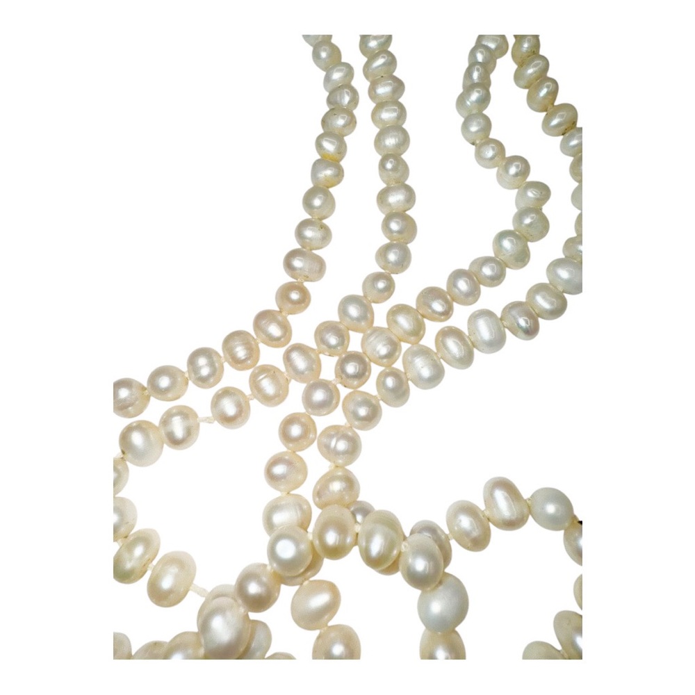Long Strand Baroque Freshwater Pearls Beaded Necklace - Picture 4 of 5